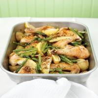 Roast Chicken with Potatoes, Lemon, and Asparagus_image