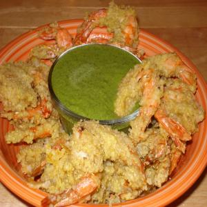 Peruvian Quinoa Shrimp Chicharrones With Green Aji Sauce image