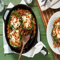 Tuscan Beef-Stuffed Peppers with Pearled Couscous and Melted Mozz_image