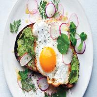 Fried Egg on Toast with Salted Herb Butter and Radishes image