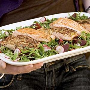 Mustard crust salmon with beetroot & dill image