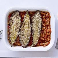 Baked aubergines with cannellini beans image