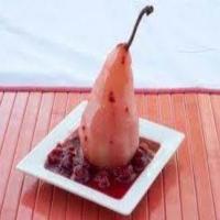 Poached Pears with Raspberry Sauce image