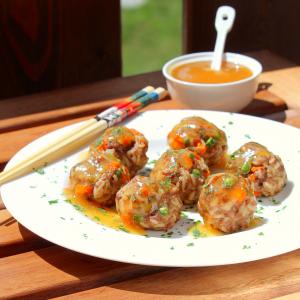 Pork Fried Rice Meatballs with Homemade Sweet and Sour Sauce_image