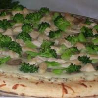 Fast and Easy Ricotta Cheese Pizza with Mushrooms, Broccoli, and Chicken image