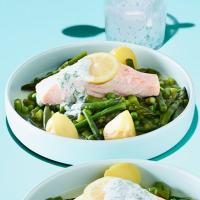 Steamed trout with mint & dill dressing image