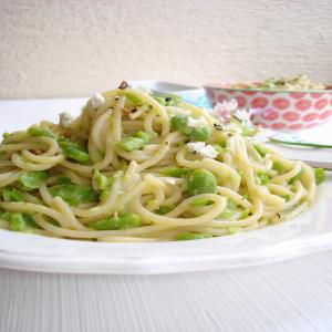 Spaghetti With Young Broad Beans and Goat Cheese_image