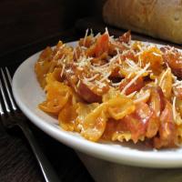 Bow Ties With Sausage, Tomato, and Cream image