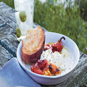 Grilled Bread and Chiles with Burrata_image