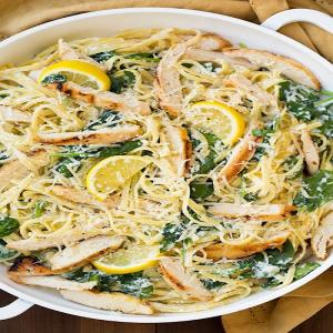 Lemon Ricotta Parmesan Pasta with Spinach and Grilled Chicken - Cooking Classy_image