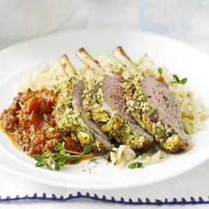 Feta-crusted lamb with rich tomato sauce image