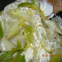 Chardonnay Poached Leeks and Creme Fraiche Dressing image