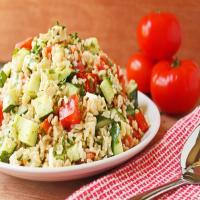 Tomato Basil Cucumber Salad With Feta Cheese and Brown Rice image