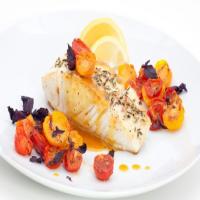 Pan-Seared Halibut with Roasted Heirloom Tomatoes Recipe - (4.2/5)_image