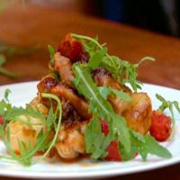 Crispy and Sticky Chicken Thighs with Squashed New Potatoes and Tomatoes image