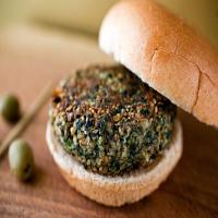Mushroom Burgers With Almonds and Spinach image