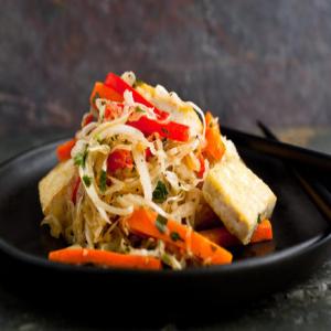 Stir-Fried Tofu With Cabbage, Carrots and Red Peppers Recipe_image