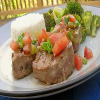 Grilled Tuna Steaks With Tomato and Herb Topping_image