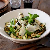 Grilled Zucchini Salad with Lemon-Herb Vinaigrette and Shaved Romano and Toasted Pine Nuts_image