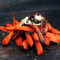 Burnt Carrots with Goat Cheese, Parsley, Arugula, and Crispy Garlic Chips image