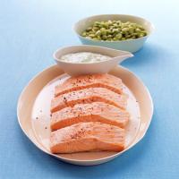 Poached Salmon with Lima Beans and Green Goddess Dressing_image