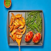 Kickin' Orange BBQ Turkey Meatloaves with Cheesy Potato Wedges & Roasted Green Beans_image