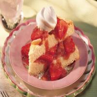 Almond Shortcake with Strawberry-Rhubarb Sauce image