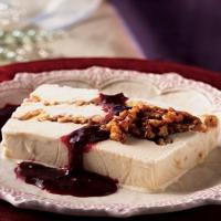 White Chocolate Praline Ice Cream Terrine with Blackberry-Raspberry Sauce image