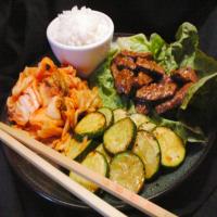 Bulgogi (Korean Beef) with rice and lettuce image