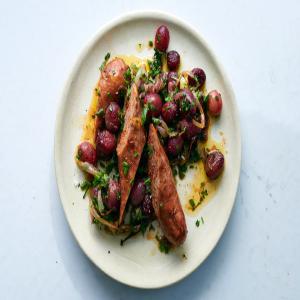 Roasted Sausages With Grapes and Onions Recipe_image