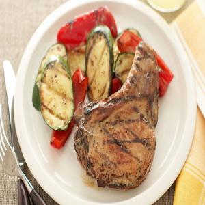 Zesty Pork Chops and Grilled Vegetables_image