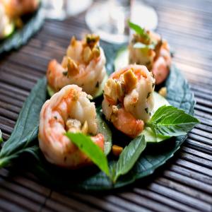 Poached Shrimp With Thai Basil and Peanuts image