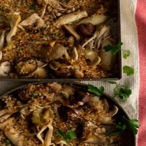 Roasted Mushrooms with Spicy Breadcrumbs Recipe | Epicurious.com_image