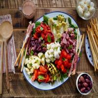 Antipasto Salad with Prosciutto Wrapped Breadsticks image