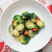 Stir-Fried Brussels Sprouts with Garlic and Chile image