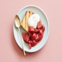 Grilled Rhubarb and Strawberry Compote with Grilled Pound Cake image