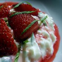 Caramelised Strawberries on a Bed of Cottage Cheese and Mint image
