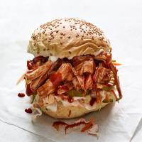 Turkey Barbecue Sandwiches With Pickles and Slaw image