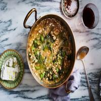 Navy Bean and Escarole Stew with Feta and Olives image