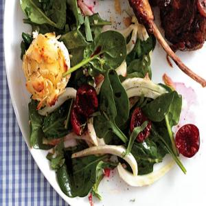 Mesclun and Cherry Salad with Warm Goat Cheese Recipe | Epicurious.com_image