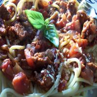 Sausage and Roasted Tomatoes on Pasta image