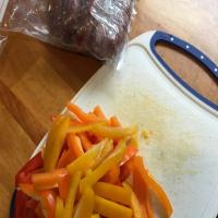 Venison or Moose Sausage Links With Peppers Sandwiches image