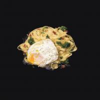 Fettucine Carbonara with Fried Eggs image