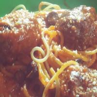 Maddy's Roasted Red Pepper Spaghetti and Meatballs image