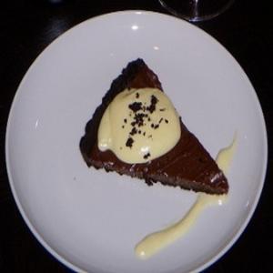 Dark Chocolate Tart With Bacon and Whipped Almond Pastry Cream_image