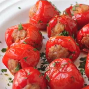 Sausage-Stuffed Cherry Pepper Poppers image