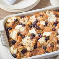 Croissant French Toast Casserole with Blueberries and Cream Cheese_image