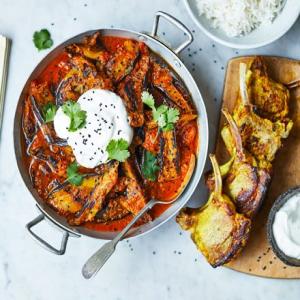 Aubergine curry with lamb cutlets_image