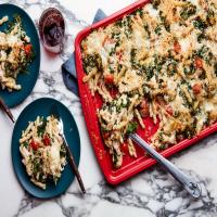 Sheet-Pan Pasta Bake with Chicken and Kale image