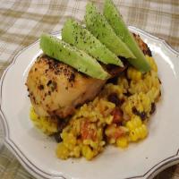 Cilantro Lime Grilled Chicken Breast with Southwest Yellow Rice Salad_image